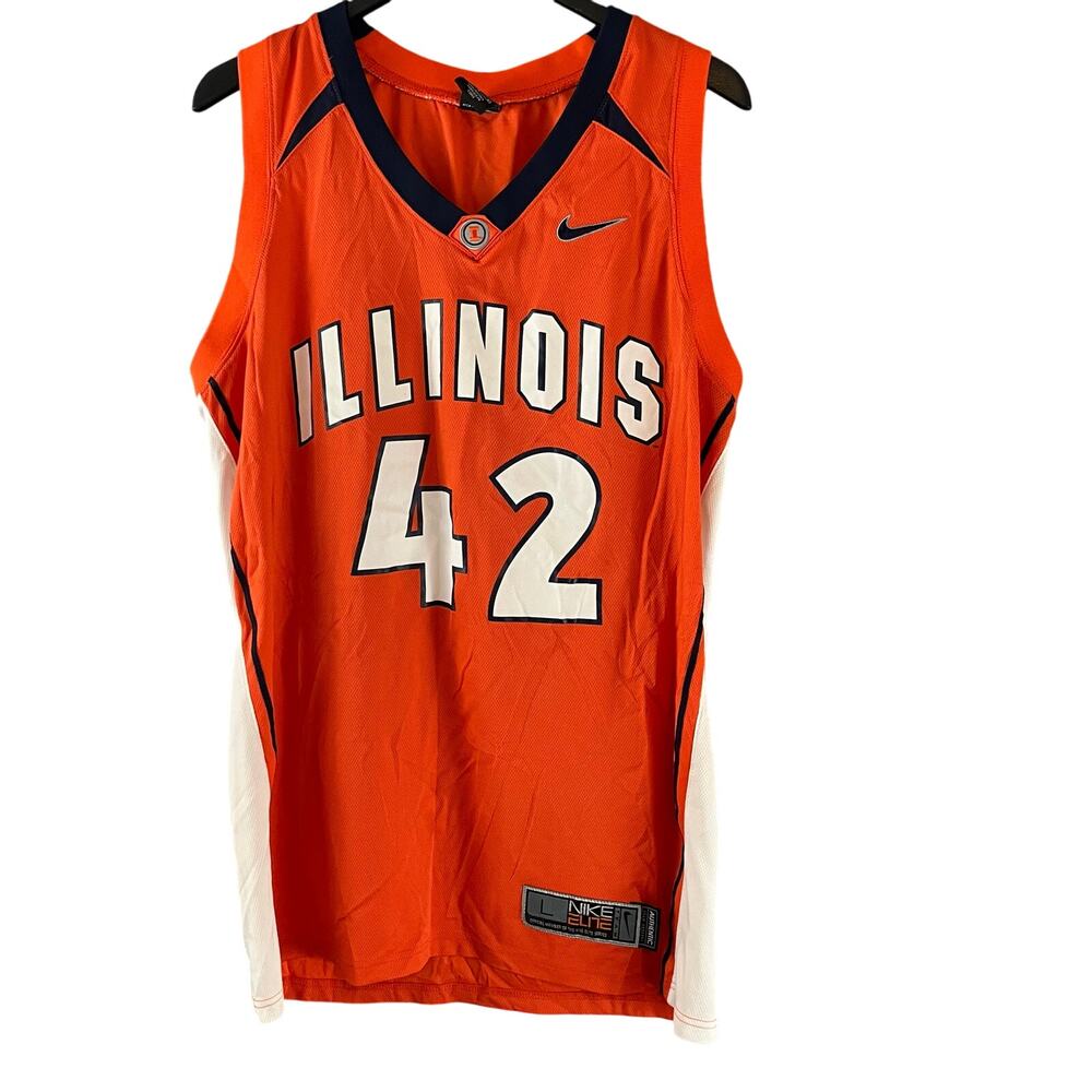 Nike Elite Illinois Fighting Illini Orange NCAA Basketball Jersey Mens Large